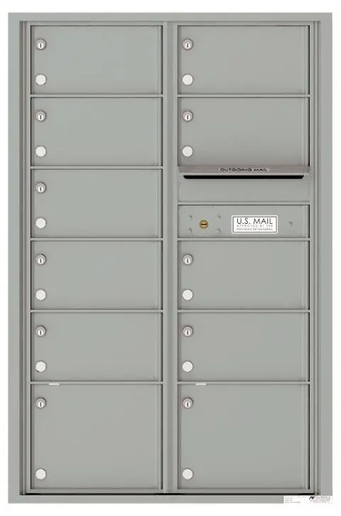 Versatile Front Loading Commercial Mailbox with 11 Tenant Compartments and Outgoing Mail Slot - Double Column