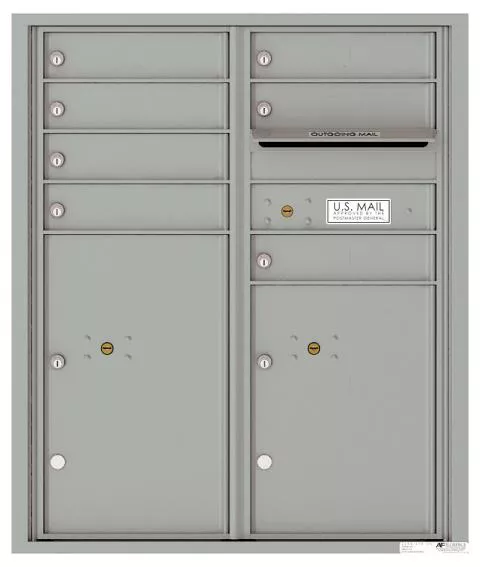 Versatile Front Loading Double Column Commercial Mailbox with 7 Tenant Compartments and 2 Parcel Lockers