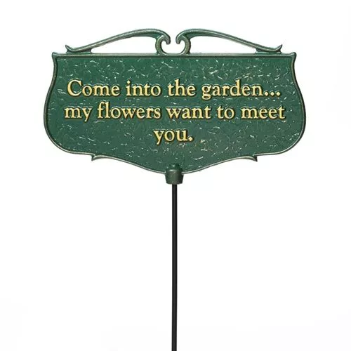 Whitehall Come Into the Garden Garden Sign (Green/Gold)