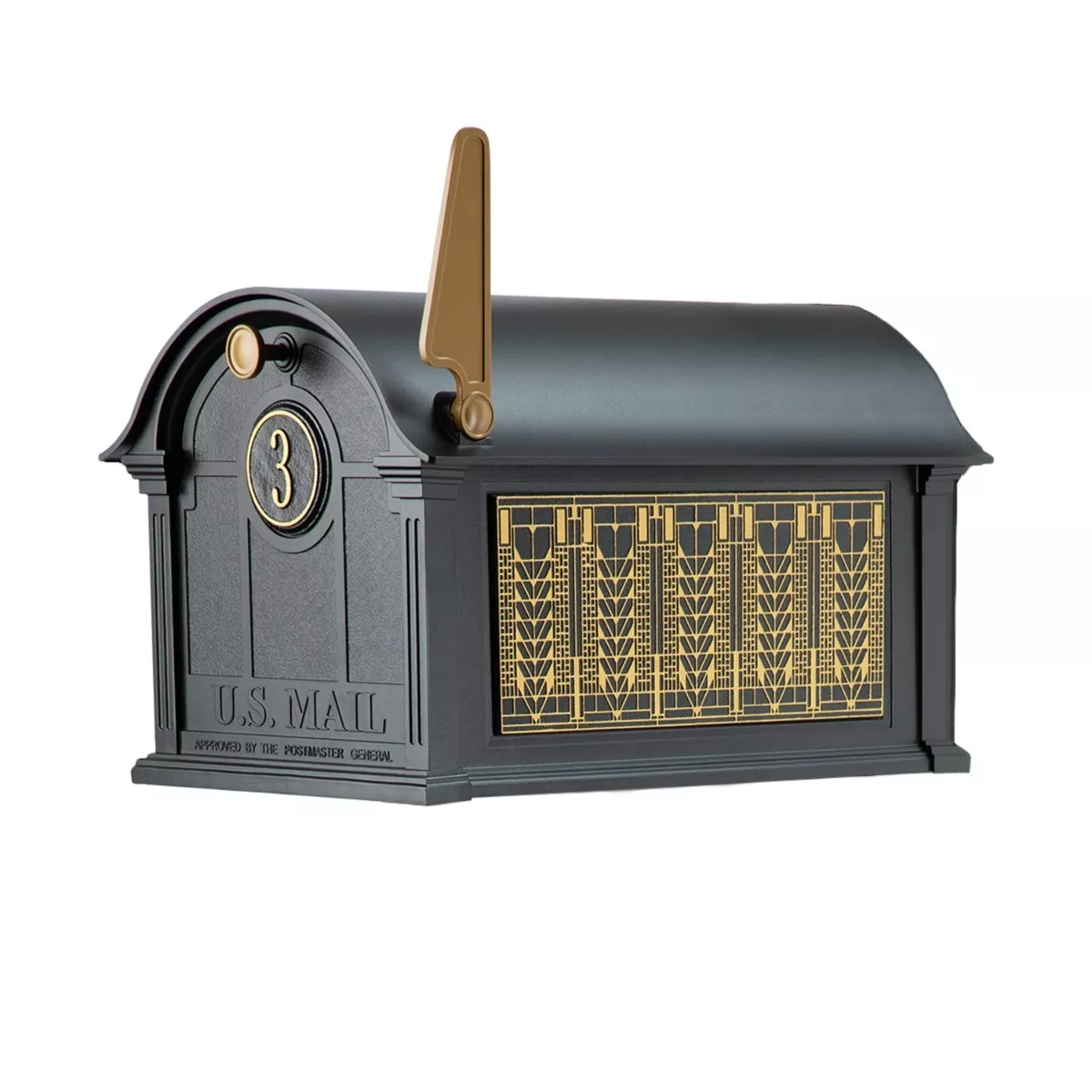 Whitehall Balmoral Mailbox Frank Lloyd Wright Tree Of Life Package #1 (Balmoral Mailbox, Personalized Door Medallion, Non-Personalized Tree Of Life Sides)