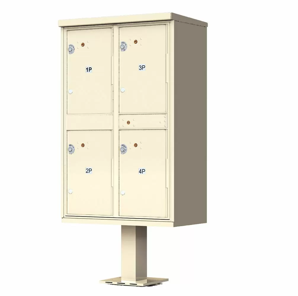 4 Parcel Lockers Cluster Mailbox CBU, Pedestal Included - USPS Approved