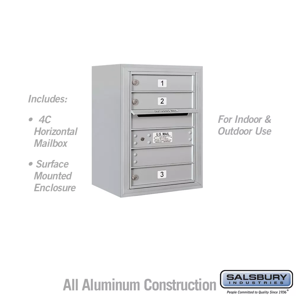 Salsbury 6 Door High Surface Mounted 4C Horizontal Mailbox with 3 Doors with USPS Access