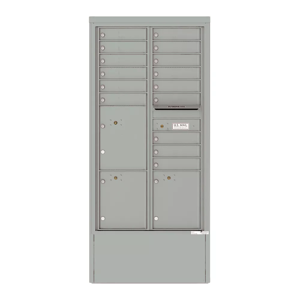 4C Depot Cabinet with Front Loading Commercial Mailbox with 15 Tenant Doors and 3 Parcel Lockers - 4C16D-15-D
