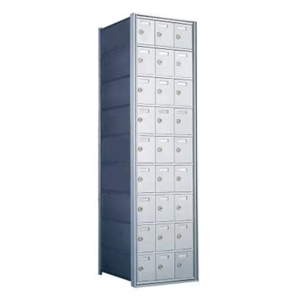 9 Doors High x 3 Doors (27 Tenants) 1700 Horizontal Mailbox Rear-Load Private Distribution in Anodized Aluminum Finish