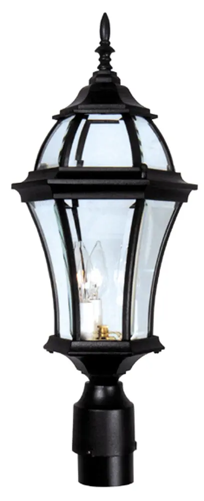 Wakefield 1-Light Black Classic Outdoor Lamp Post with Clear Beveled Glass Shade