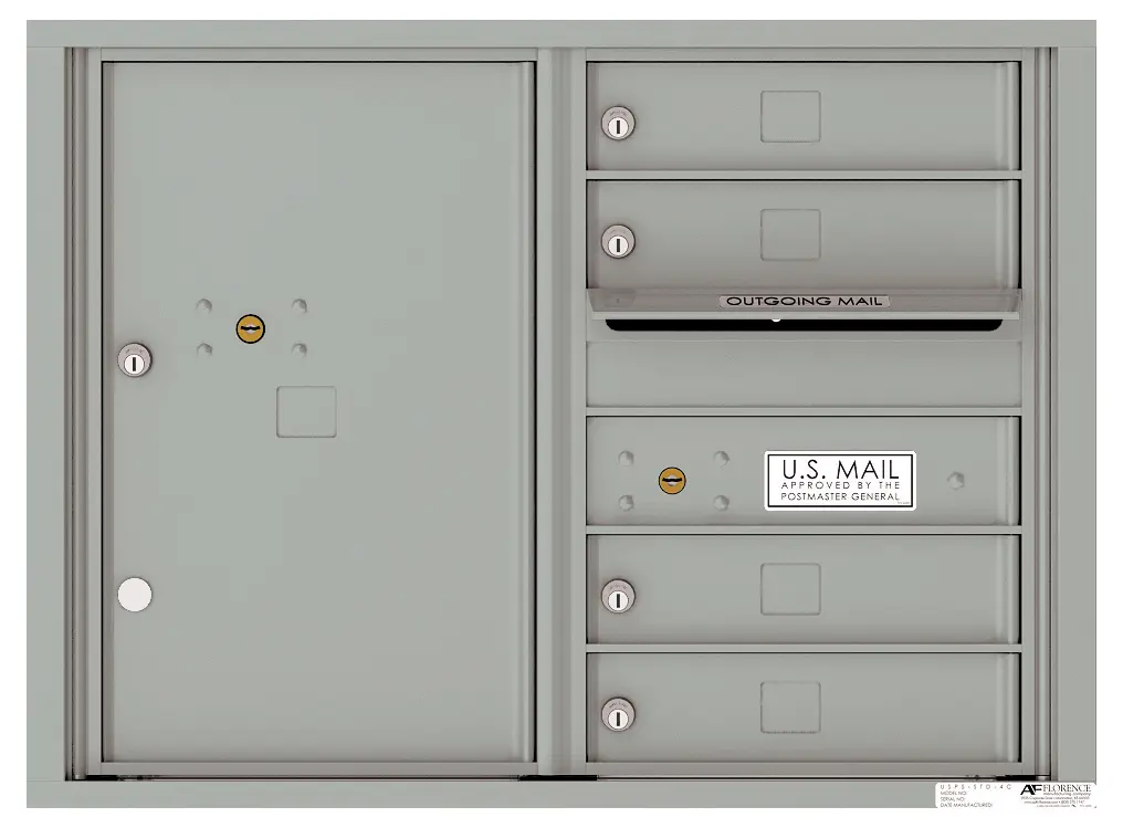 Front-Loading Double Column Mailbox w/ 4 Tenants & Parcel