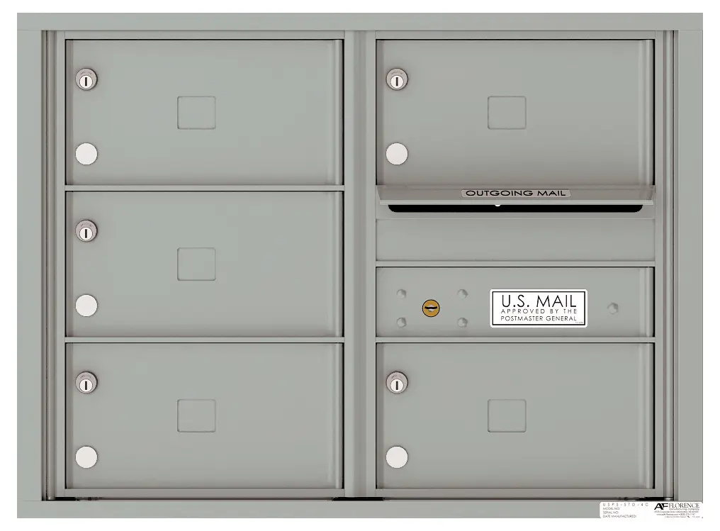Double Column Front-Loading Mailbox with 5 Tenant Units