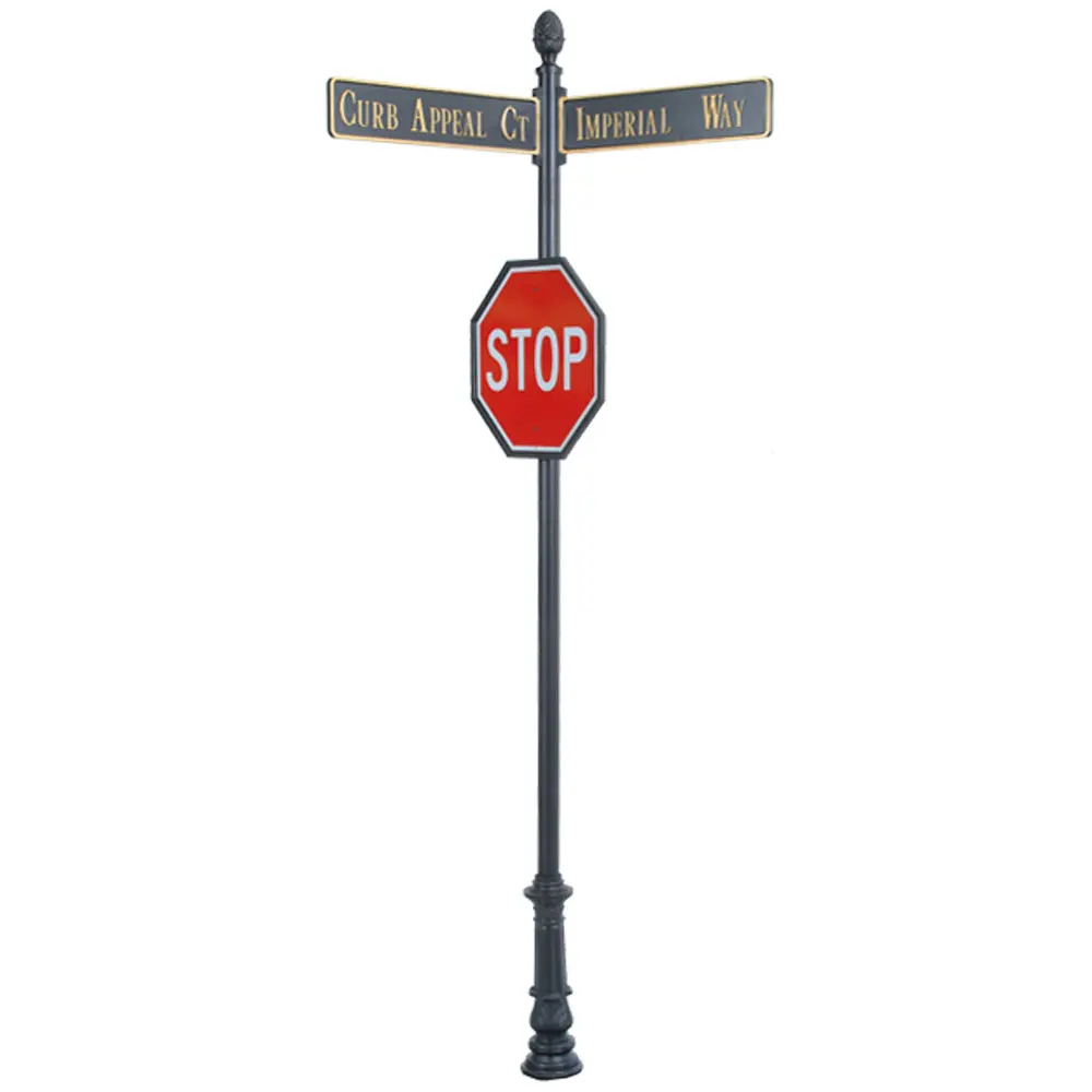 Century Round Post Street Sign with Cast Blades and 24