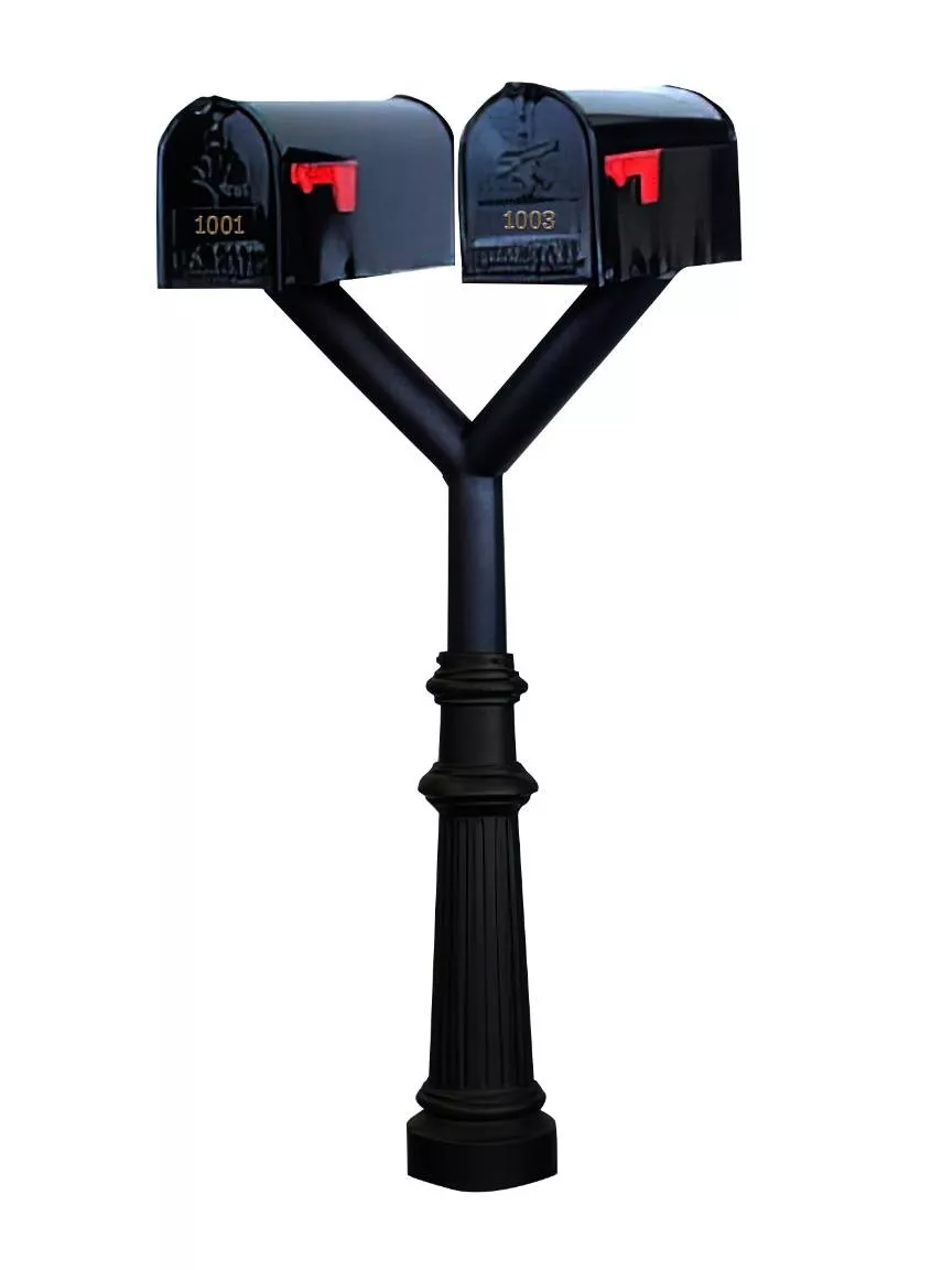Penfield Twin “Y” Aluminum Mailbox Post – Post 8 with 2 Economy Mailbo