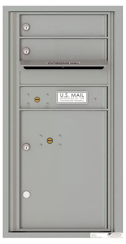 Front-Loading Single Column Mailbox w/ 2 Tenants & Parcel