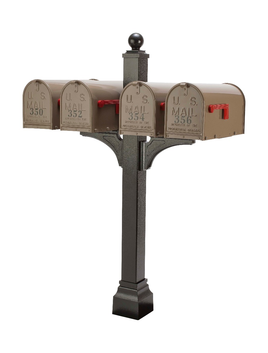 Janzer Multi-Mount Quad Mailbox Post (Optional Mailboxes Available)