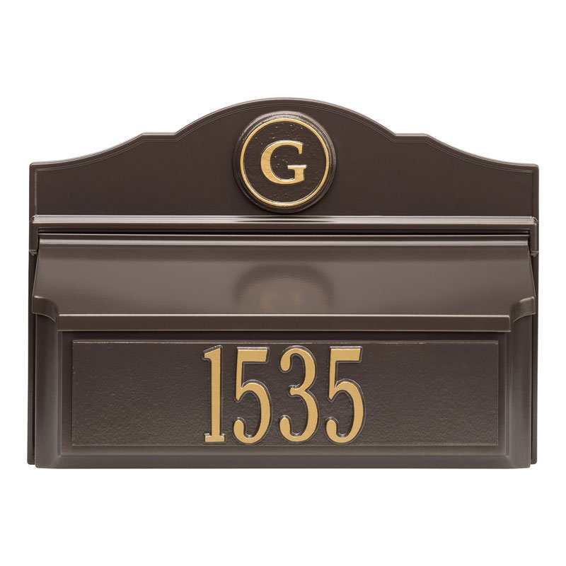 Whitehall Colonial Wall Mount Mailbox Package 1 (Mailbox, Plaque & Monogram)