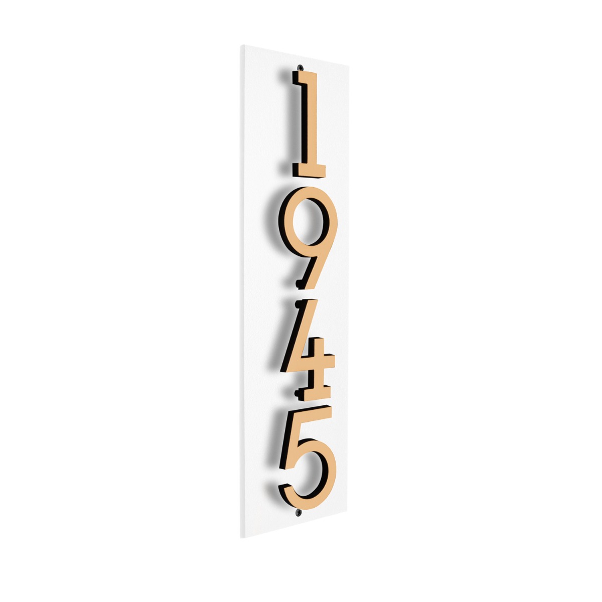 Whitehall Floating Stand-off 4-Number Vertical Plaque Modern House Numbers with Sleek Aluminum Backplate & Enhanced Visibility
