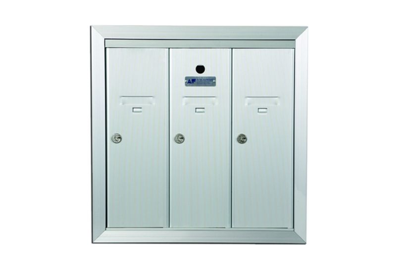 3 Compartment Fully Recessed Vertical Replacement Mailboxes - Anodized Aluminum