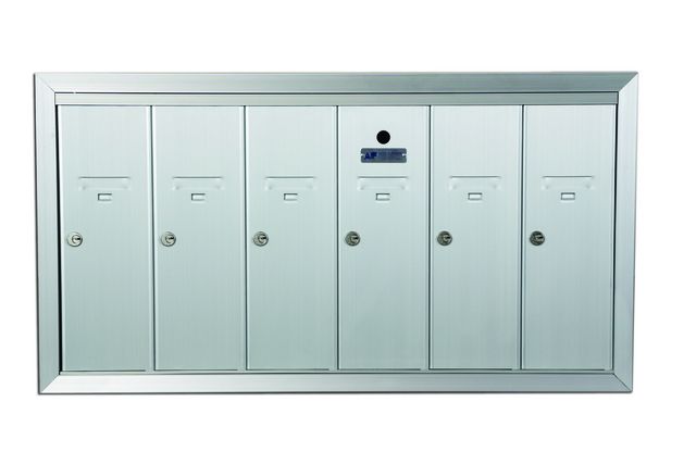 6 Compartment Fully Recessed Vertical Replacement Mailboxes- Anodized Aluminum
