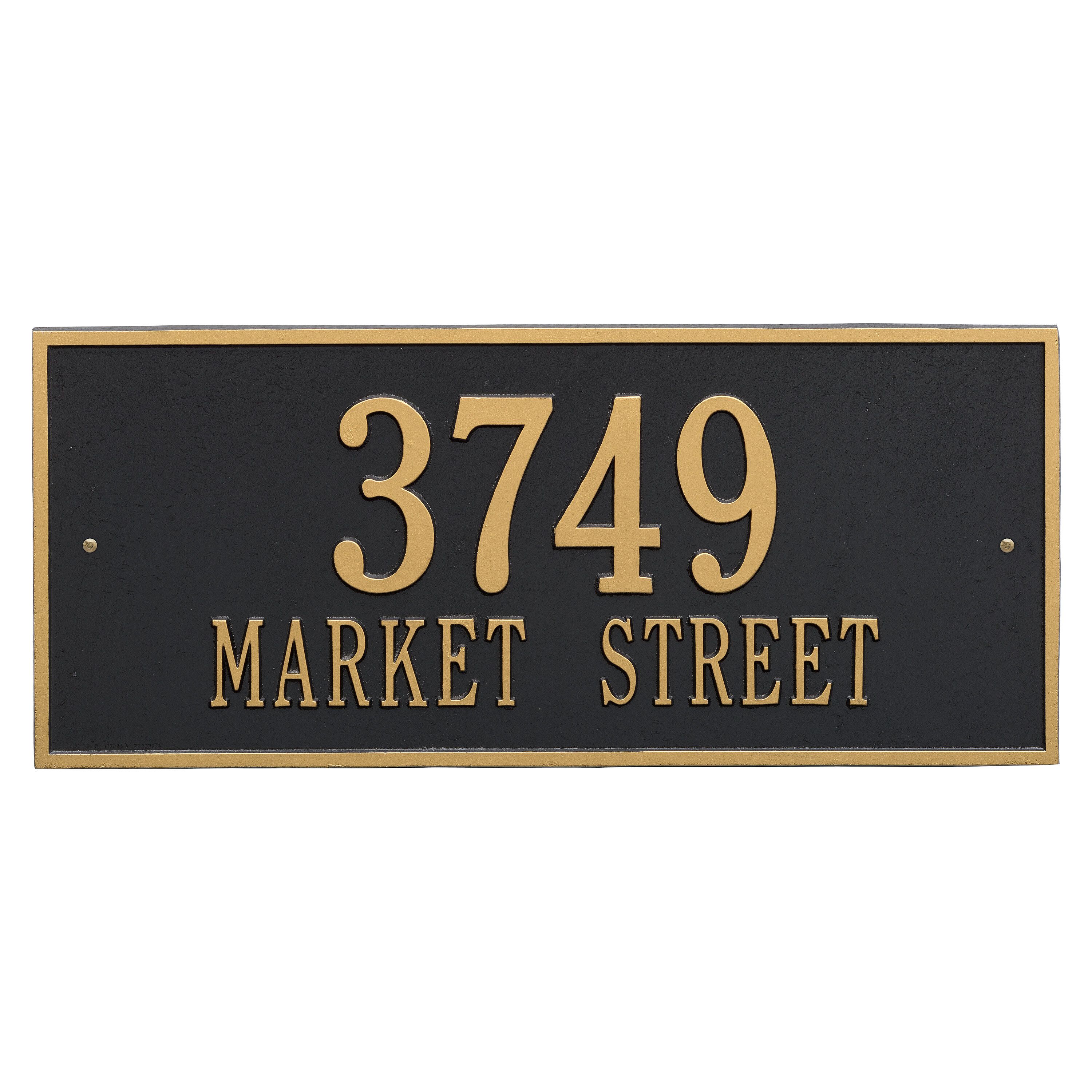 Whitehall Hartford - Estate Wall - Two Line Address Plaque ( Black/Gold)