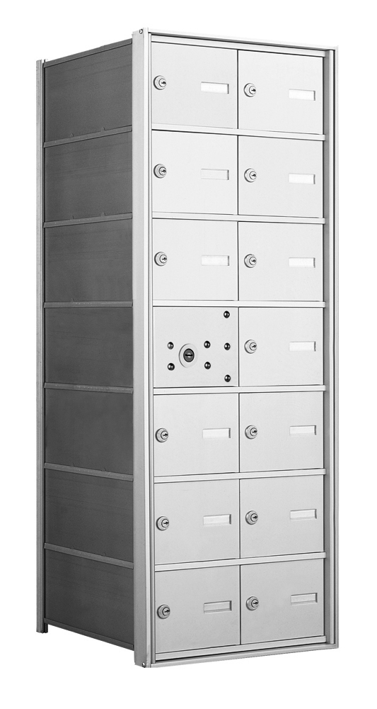 4B+ Front-Loading Horizontal Mailboxes in Anodized Aluminum Finish - 13 Tenant Doors & 1 USPS Master Door