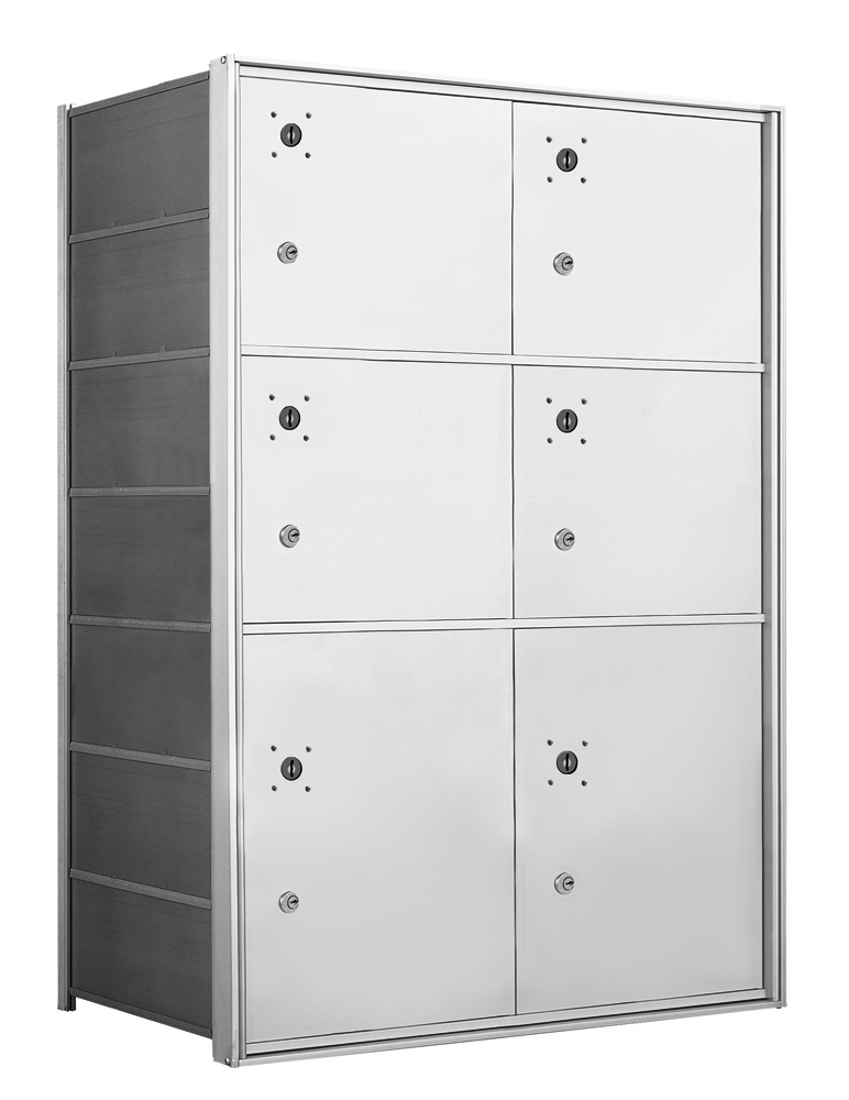 4B+ Front-Loading Horizontal Mailboxes in Anodized Aluminum Finish - 6 Large Parcel lockers