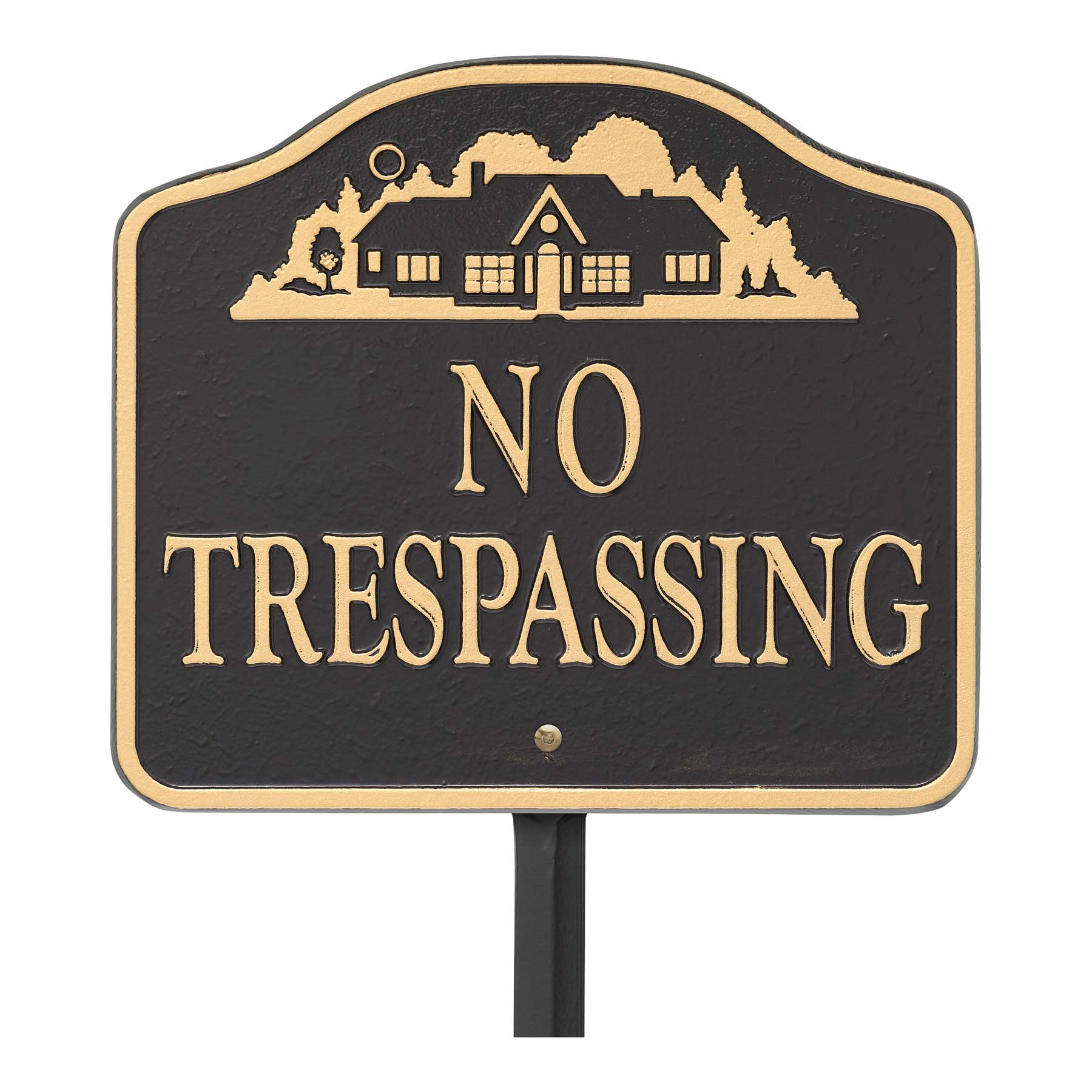 Whitehall No Trespassing w/ House Logo - Wall/Lawn - Black/Gold