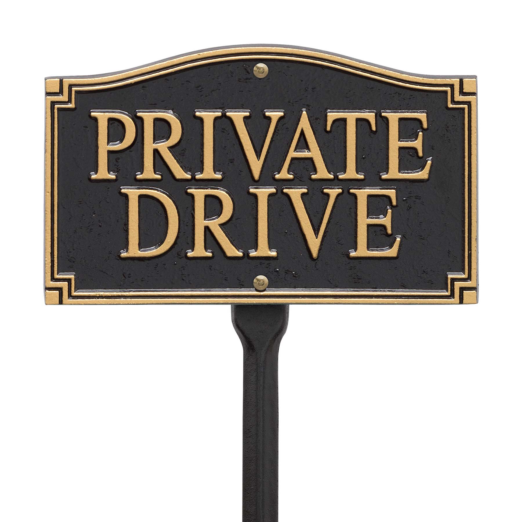 Whitehall Private Drive Statement Plaque - Wall/Lawn - Black/Gold  (18