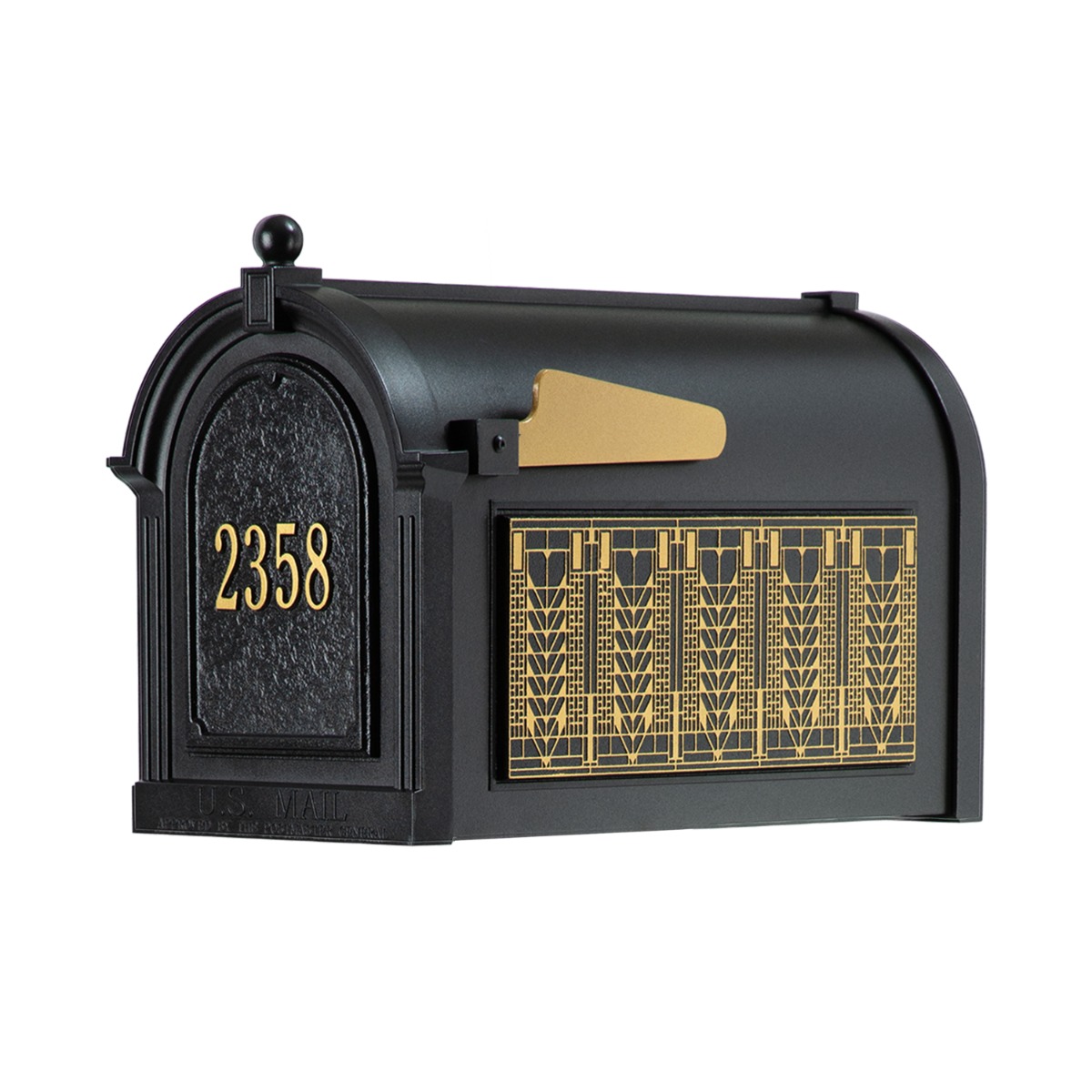 Whitehall Capitol Mailbox Frank Lloyd Wright Tree Of Life Package #1 (Capitol Mailbox, Personalized Door, Non-Personalized Tree Of Life Sides)