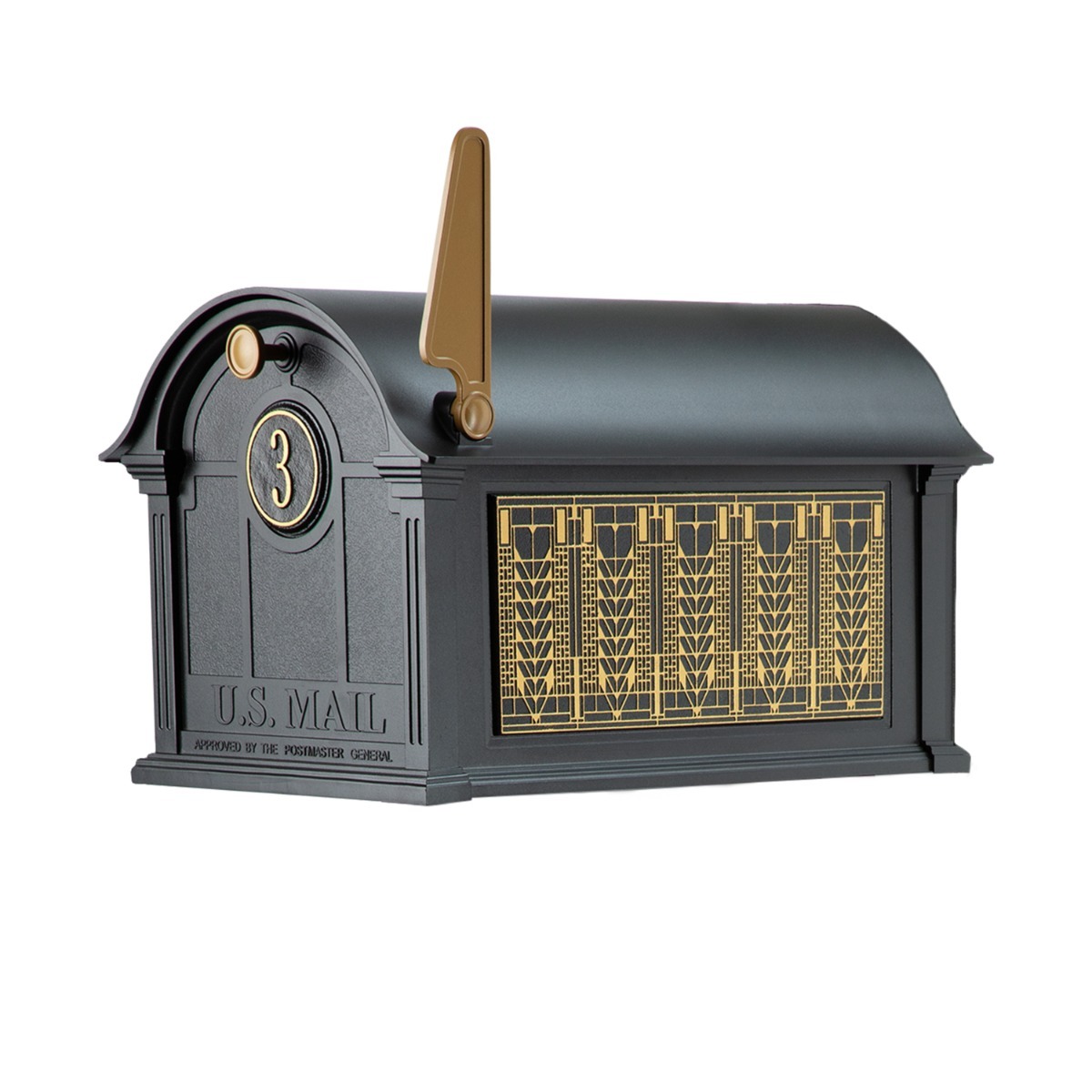 Whitehall Balmoral Mailbox Frank Lloyd Wright Tree Of Life Package #1 (Balmoral Mailbox, Personalized Door Medallion, Non-Personalized Tree Of Life Sides)