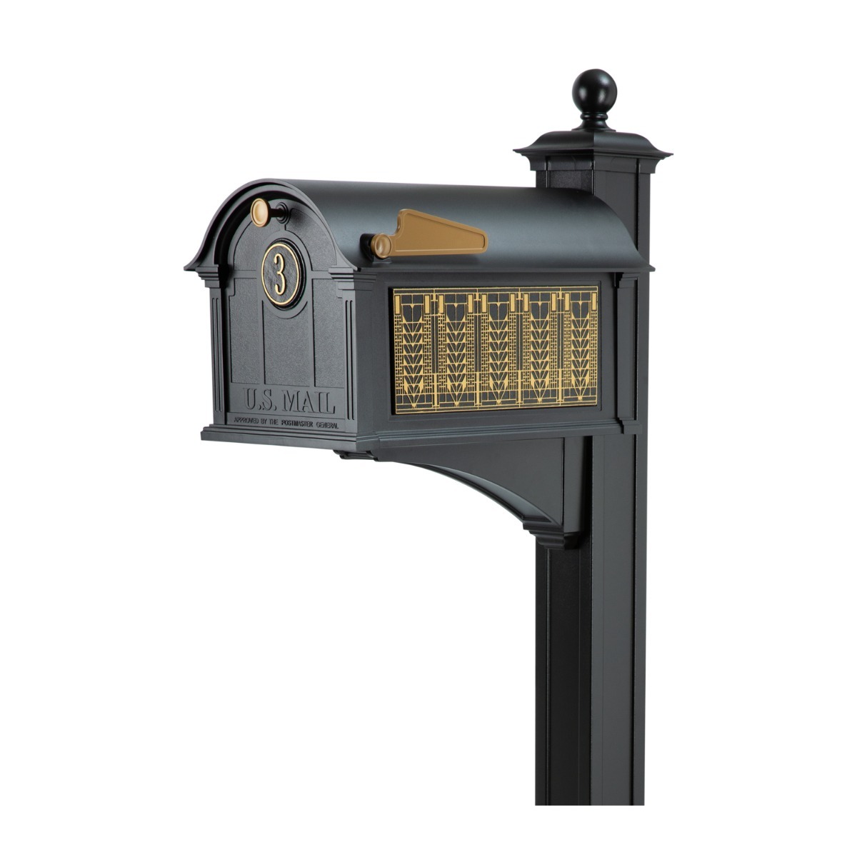 Whitehall Balmoral Mailbox Frank Lloyd Wright Tree Of Life Package #2 (Balmoral Mailbox, Post, Personalized Door Medallion, Non-Personalized Tree Of Life Sides)