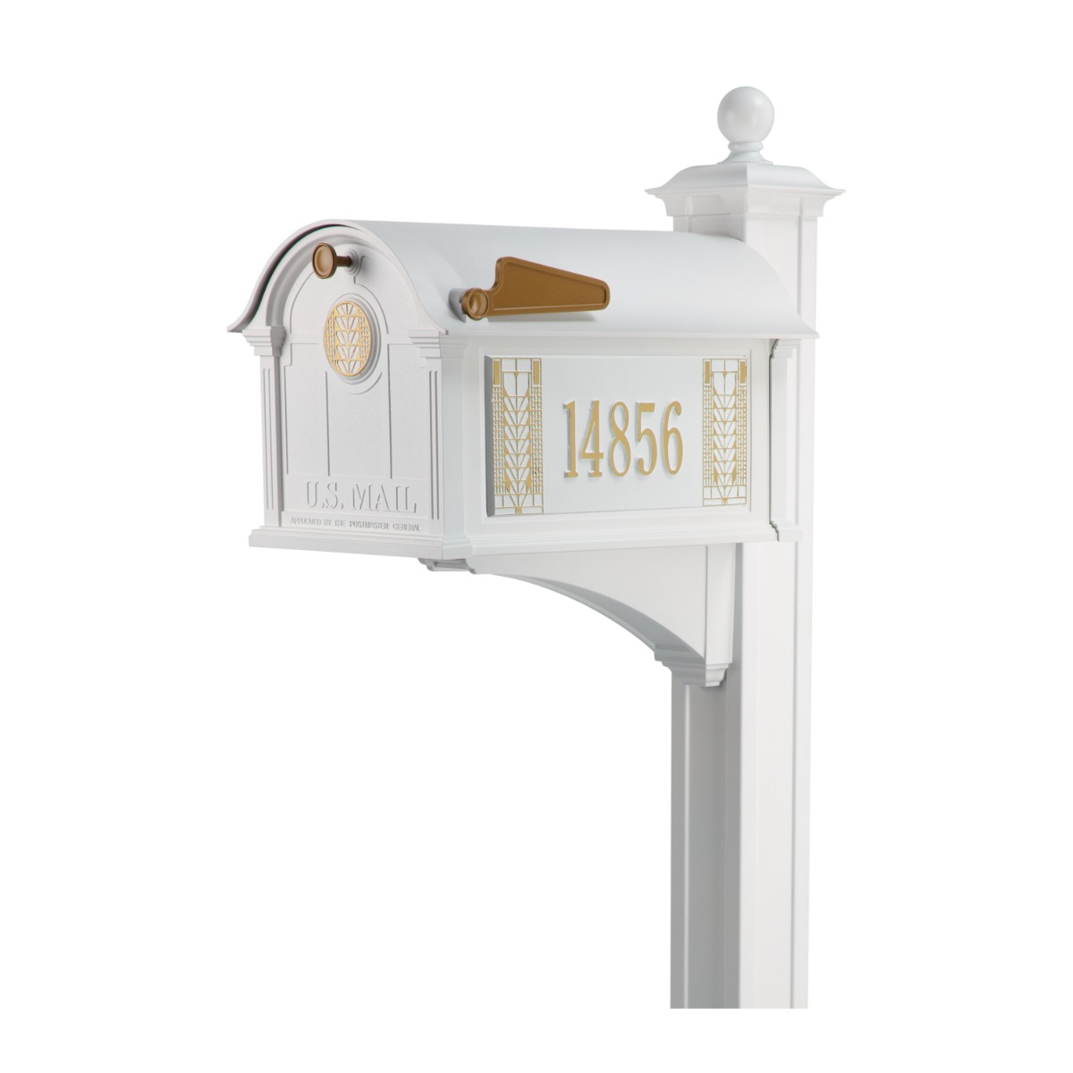 Whitehall Balmoral Mailbox Frank Lloyd Wright Tree Of Life Package #3 (Balmoral Mailbox, Post, Tree Of Life Door Medallion, Personalized Tree Of Life Sides)