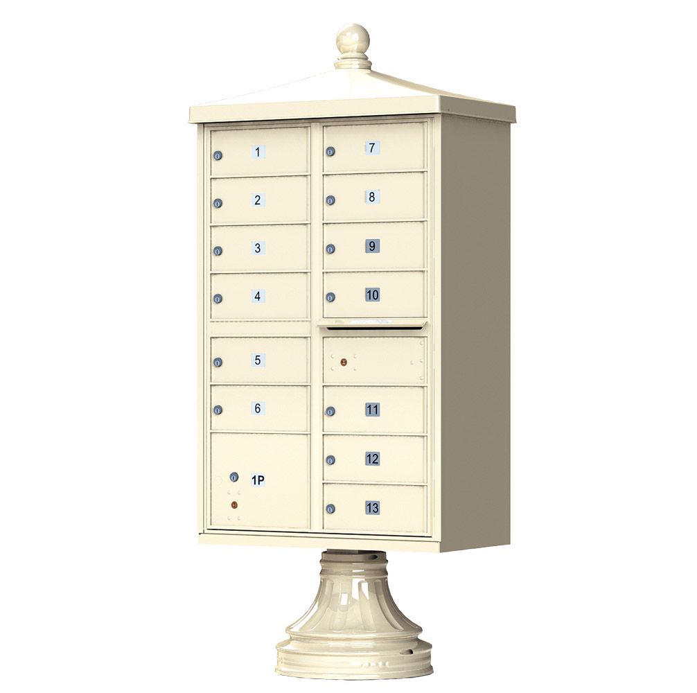 Cluster Box Unit  With Finial Cap and Traditional Pedestal Accessories -13 Compartments