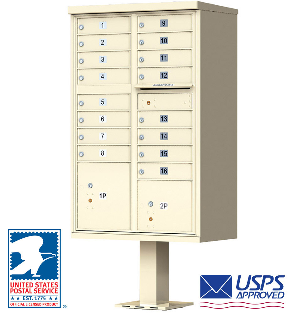 16 Tenant Door Standard Cluster Mailbox (Pedestal Included) by Florence - USPS Approved