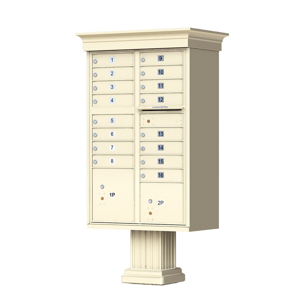 Cluster Box Unit  With Crown Cap and Pillar Pedestal  Accessories -16 Compartments