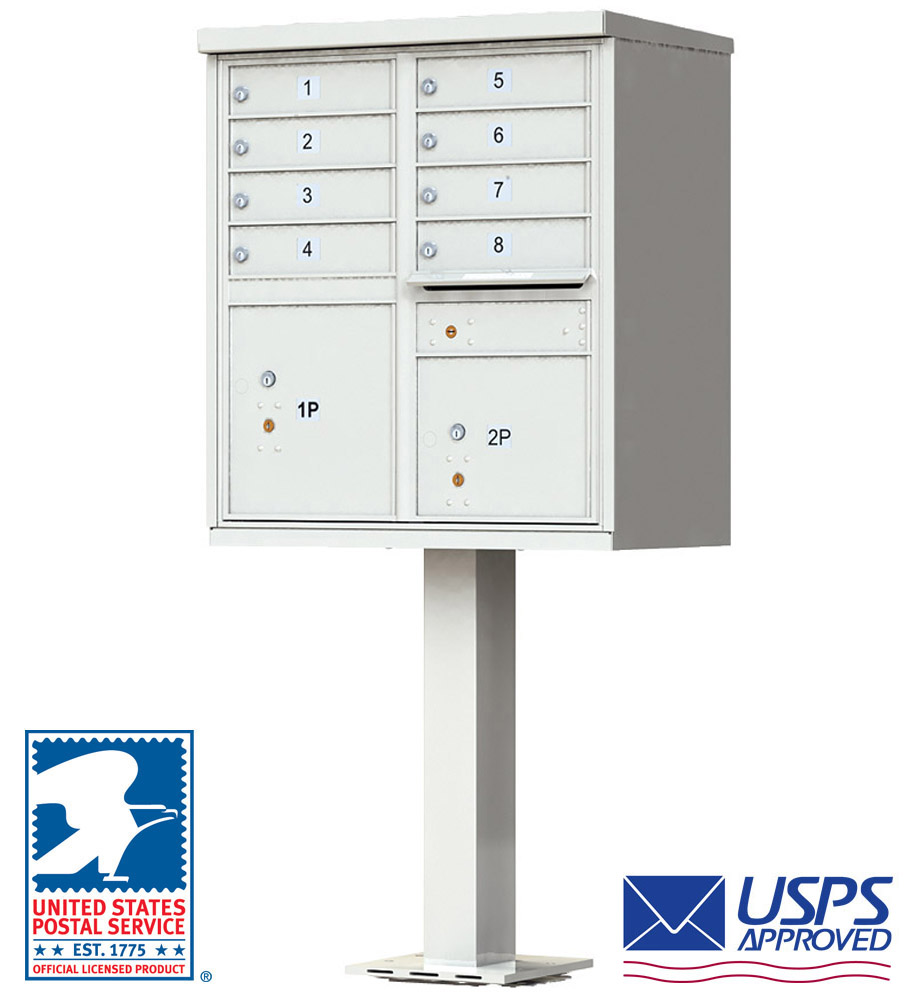 High-Security Pedestal CBU Mailbox with 8 Tenant Doors - USPS Approved