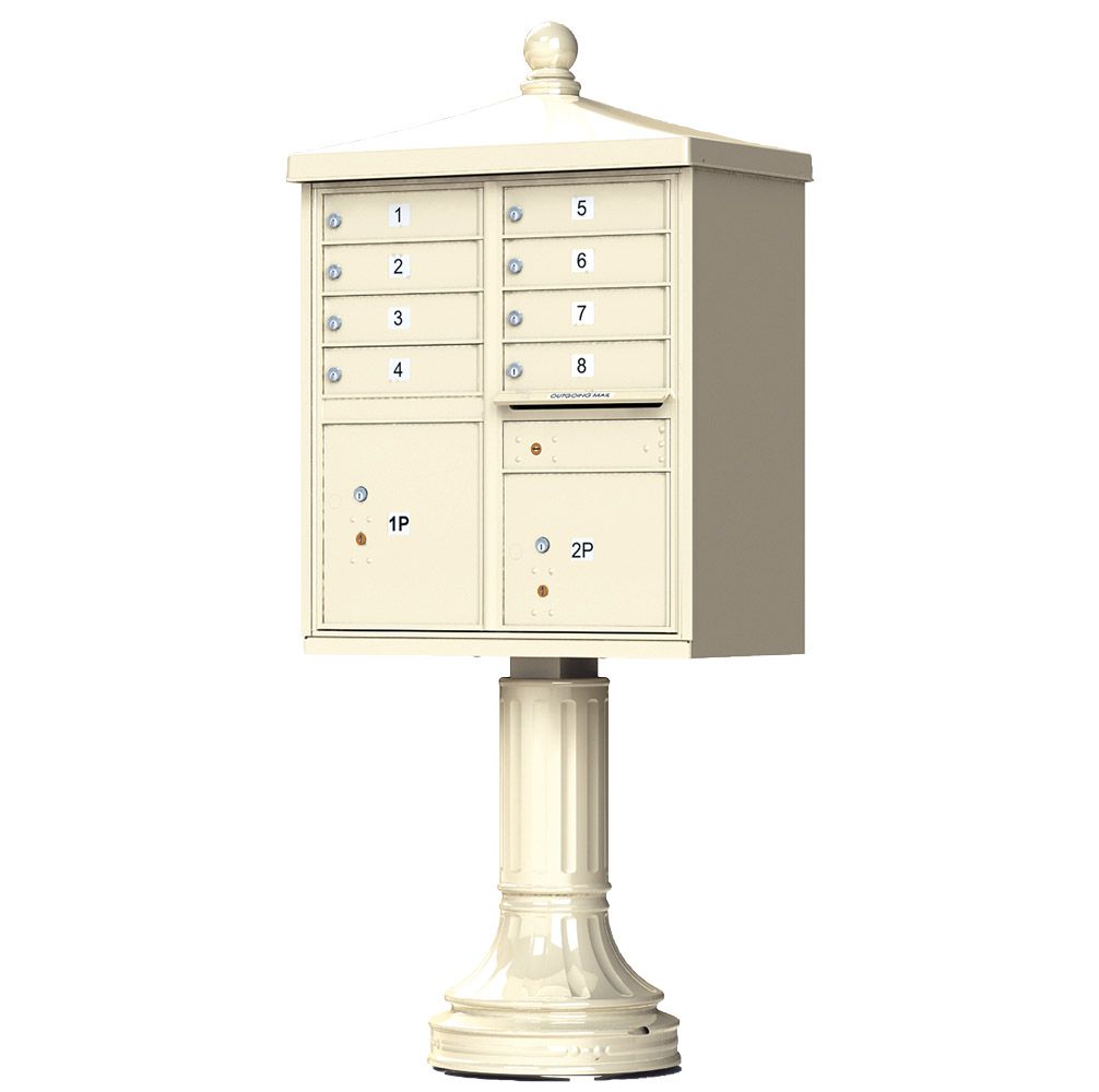Cluster Box Unit  With Finial Cap and Traditional Pedestal Accessories -8 Compartments