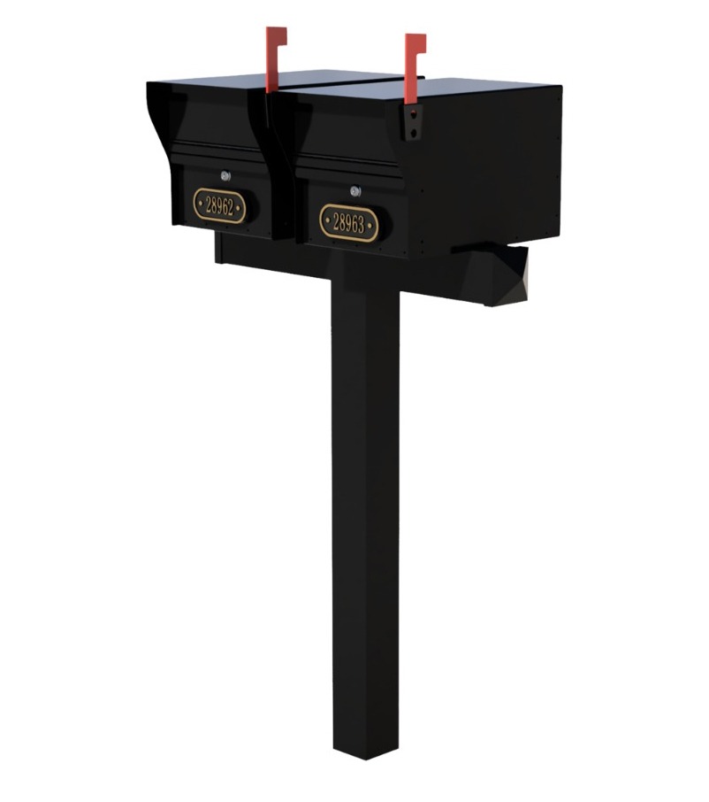 Whitehall Duo Mount MailVault Mailbox (2 Mailboxes, Alt Duo Mount Post with MV Hardware)