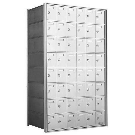 8 Doors High x 6 Doors (48 Tenants) 1700 Horizontal Mailbox Rear-Load Private Distribution in Anodized Aluminum Finish