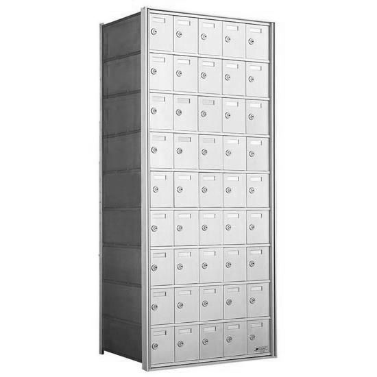 9 Doors High x 5 Doors (45 Tenants) 1700 Horizontal Mailbox Rear-Load Private Distribution in Anodized Aluminum Finish