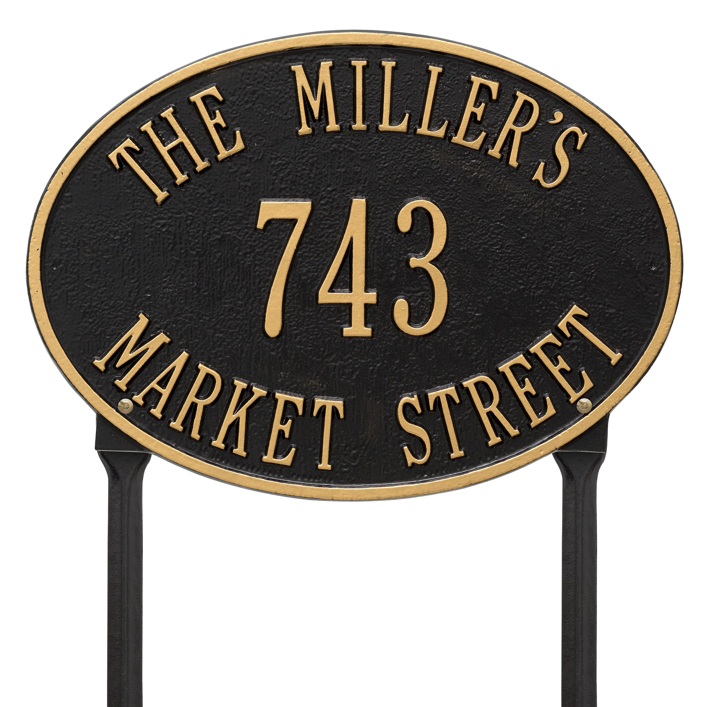 Whitehall Hawthorne Oval - Standard Lawn - Three Line Address Plaque 