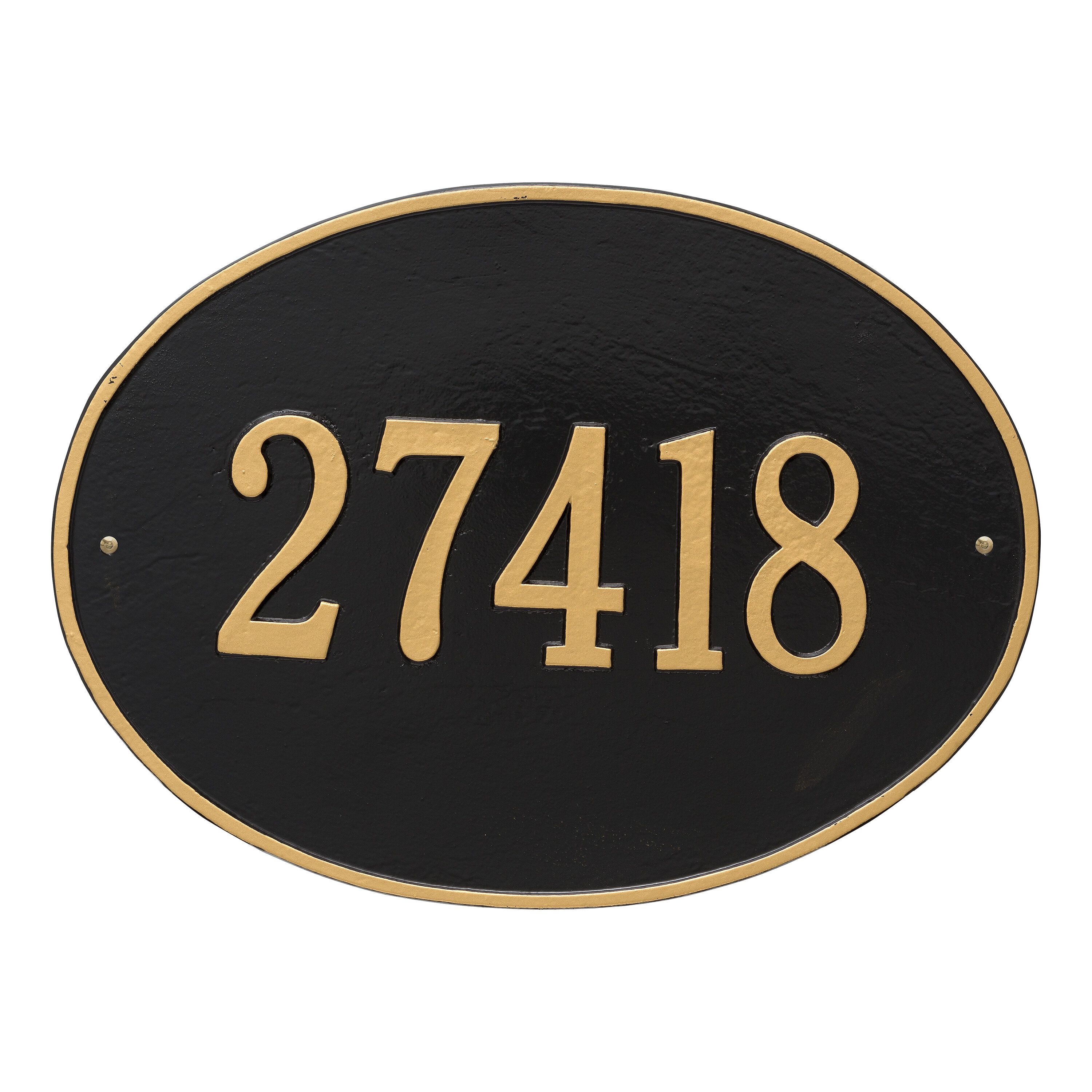 Whitehall Hawthorne Oval - Estate Wall - One Line Address Plaque ( Black/Gold)