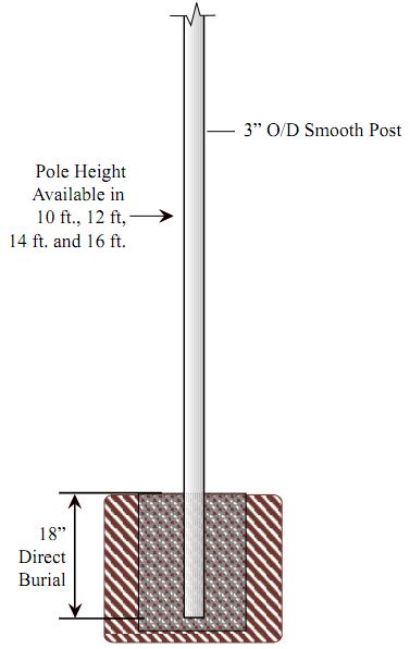 3 inch Diameter Smooth Cast Aluminum Commercial Light Pole