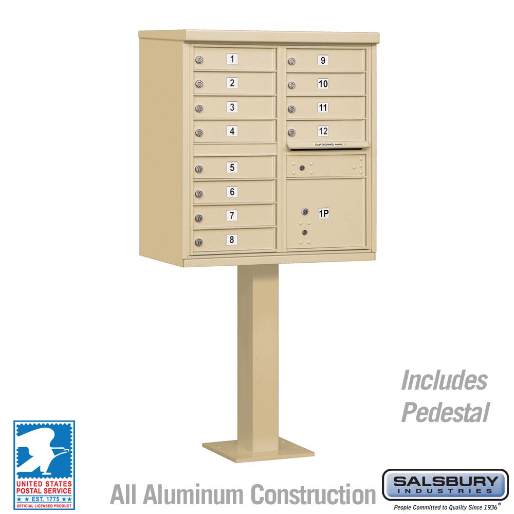 Salsbury Cluster Box Unit with 12 Doors and 1 Parcel Locker with USPS Access – Type II