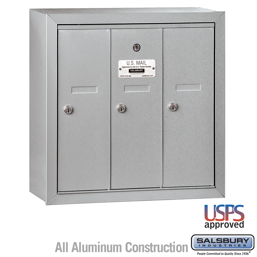 Salsbury Vertical Mailbox - 3 Doors Surface Mounted - USPS Access