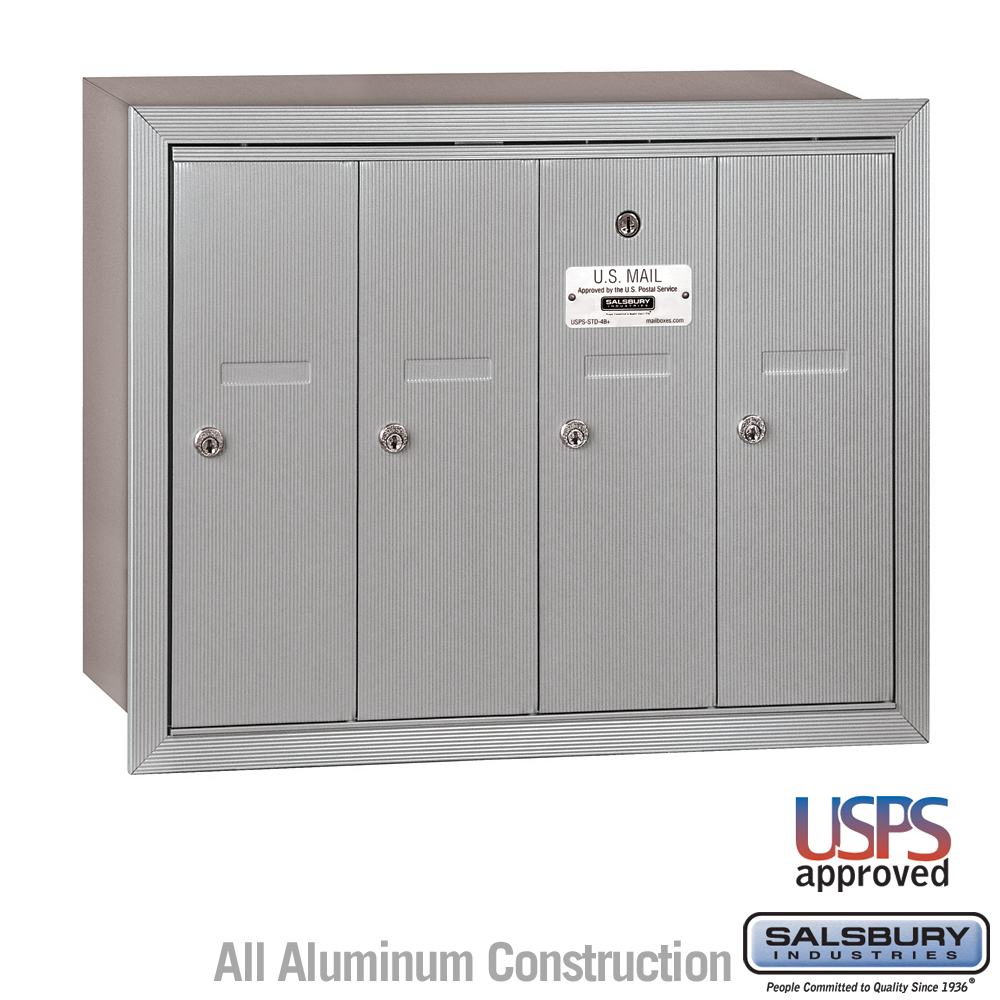 Salsbury Vertical Mailbox - 4 Doors Recessed Mounted - USPS Access