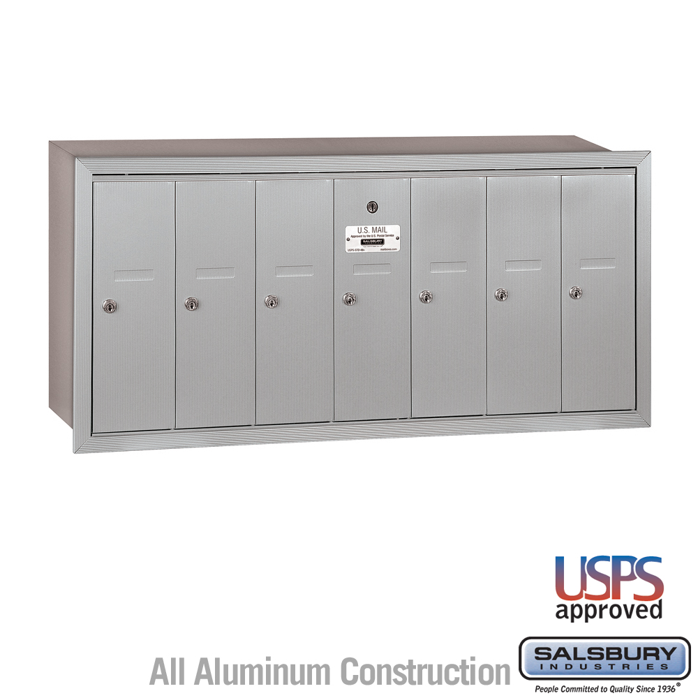 Salsbury Vertical Mailbox - 7 Doors Recessed Mounted - USPS Access