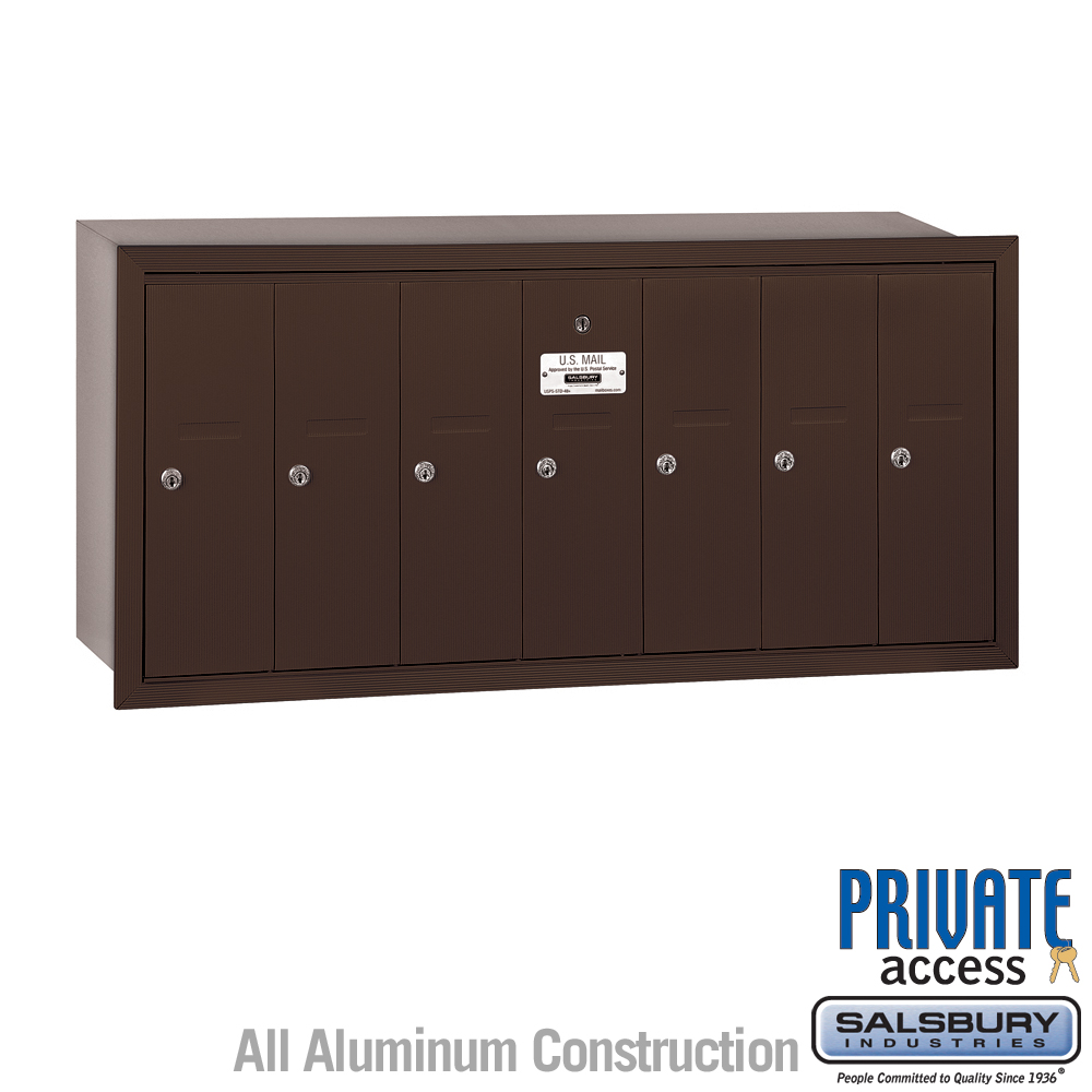 Salsbury Vertical Mailbox (Includes Master Commercial Lock) - 7 Doors - Recessed Mounted - Private Access