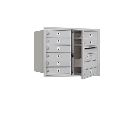 Salsbury 6 Door High Recessed Mounted 4C Horizontal Mailbox with 9 Doors with USPS Access - Front Loading