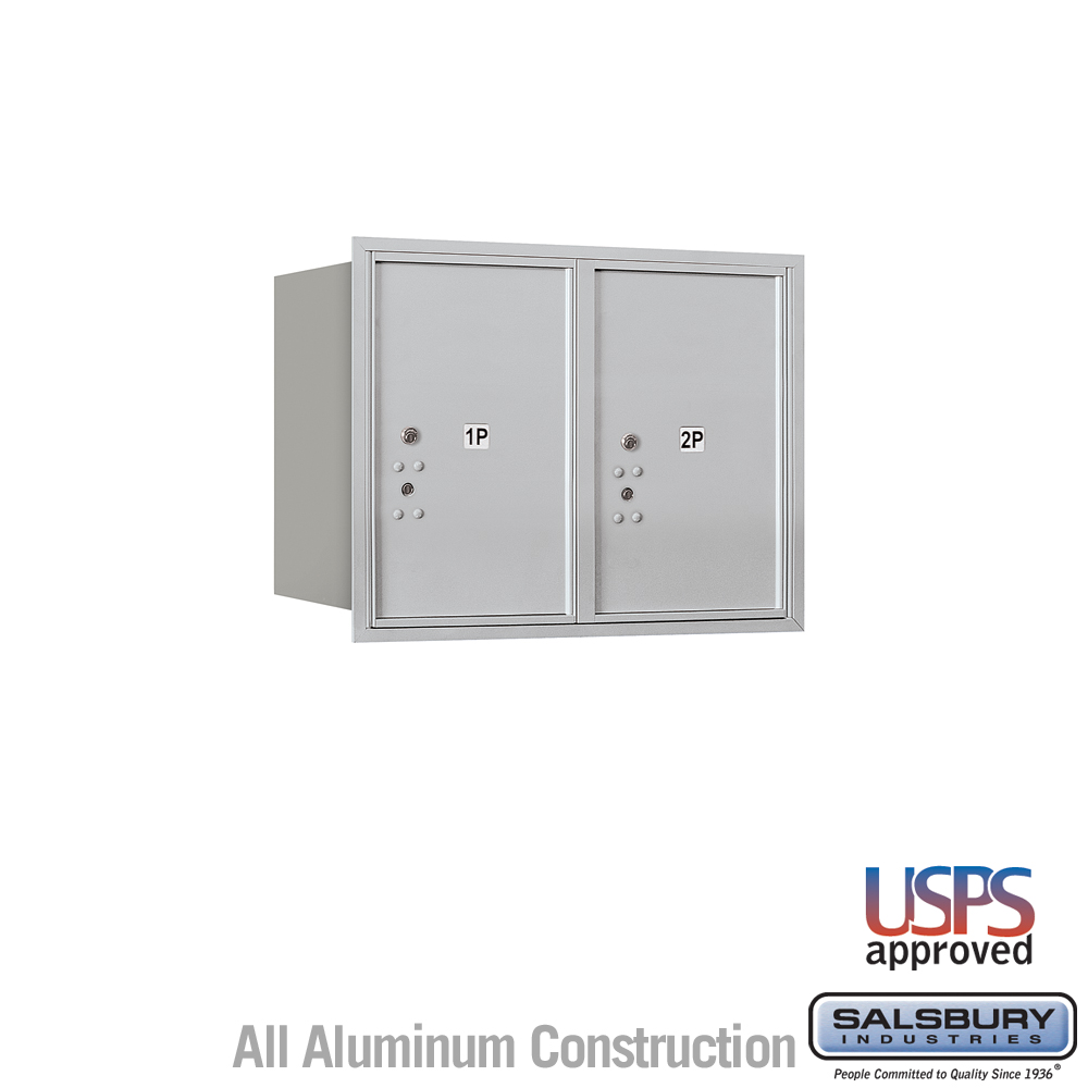 Salsbury 6 Door High Recessed Mounted 4C Horizontal Parcel Locker with 2 Parcel Lockers with USPS Access - Rear Loading