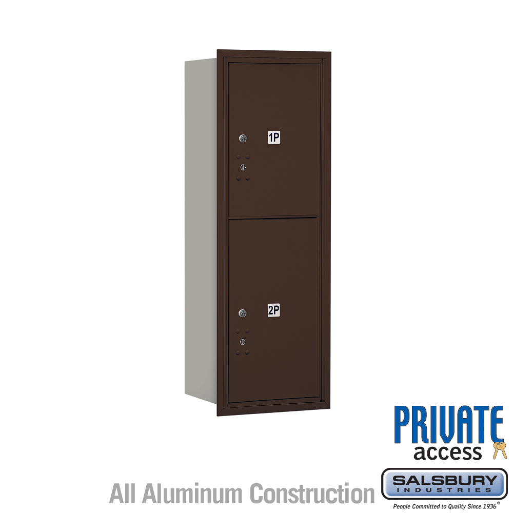 Salsbury 11 Door High Recessed Mounted 4C Horizontal Parcel Locker with 2 Parcel Lockers with Private Access - Rear Loading