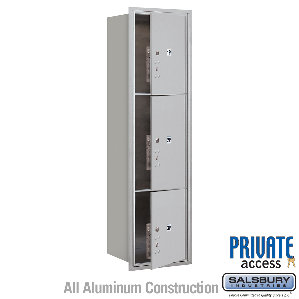 Salsbury Maximum Height Recessed Mounted 4C Horizontal Parcel Locker with 3 Parcel Lockers with Private Access - Front Loading