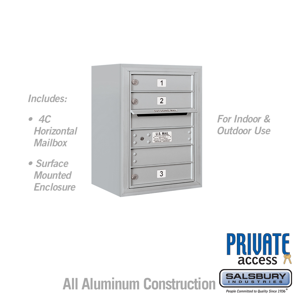 Salsbury 6 Door High Surface Mounted 4C Horizontal Mailbox with 3 Doors with Private Access