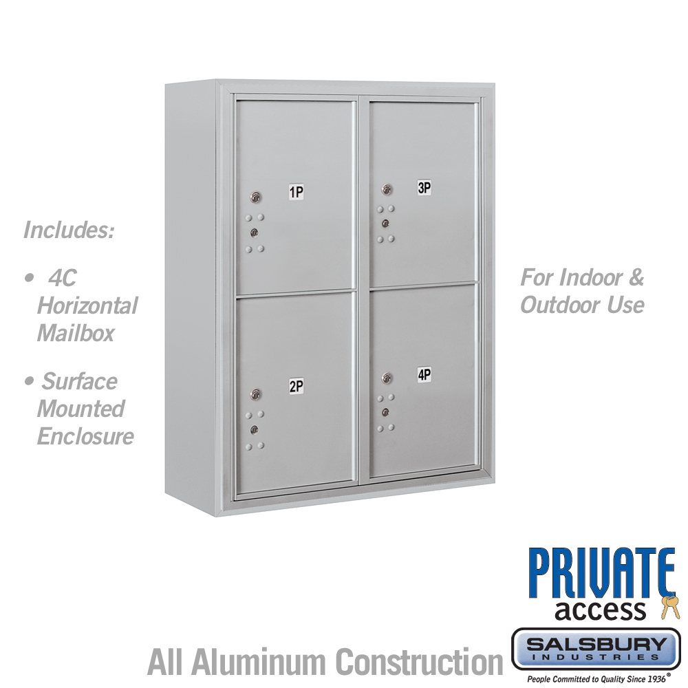 Salsbury 10 Door High Surface Mounted 4C Horizontal Parcel Locker with 4 Parcel Lockers with Private Access